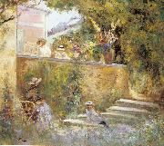 Lebasque, Henri Nono and Marthe in the Garden with Madame Lebasque painting